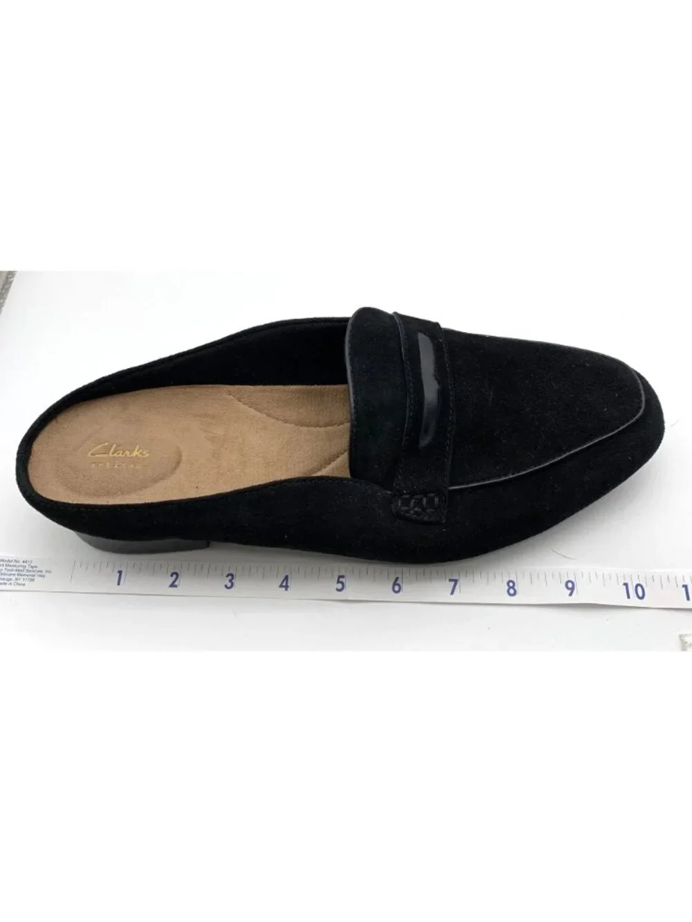 Clarks Artisan Womens 11W Black Suede Mule Loafers Slip On Shoes Keesha Donna